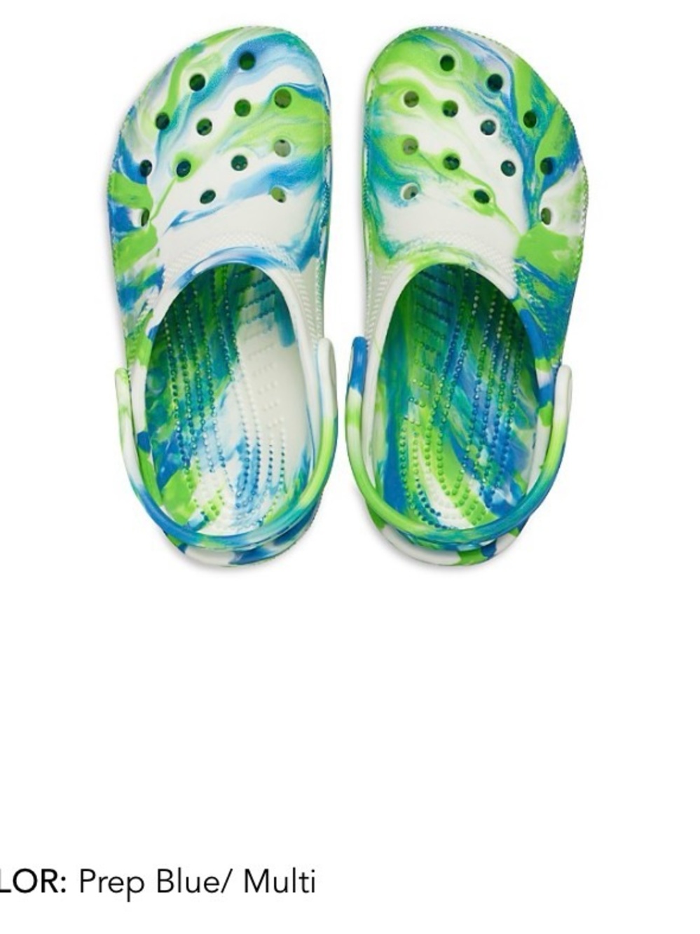 NEW CROCS Kids Prep Blue & Green Tie-Dye Classic Clog GLOW IN THE DARK